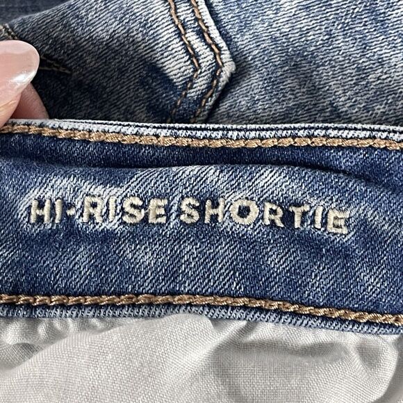 American eagle Shorts 6 Blue Denim distress hi-rise shortie Festival Summer - Picture 5 of 9